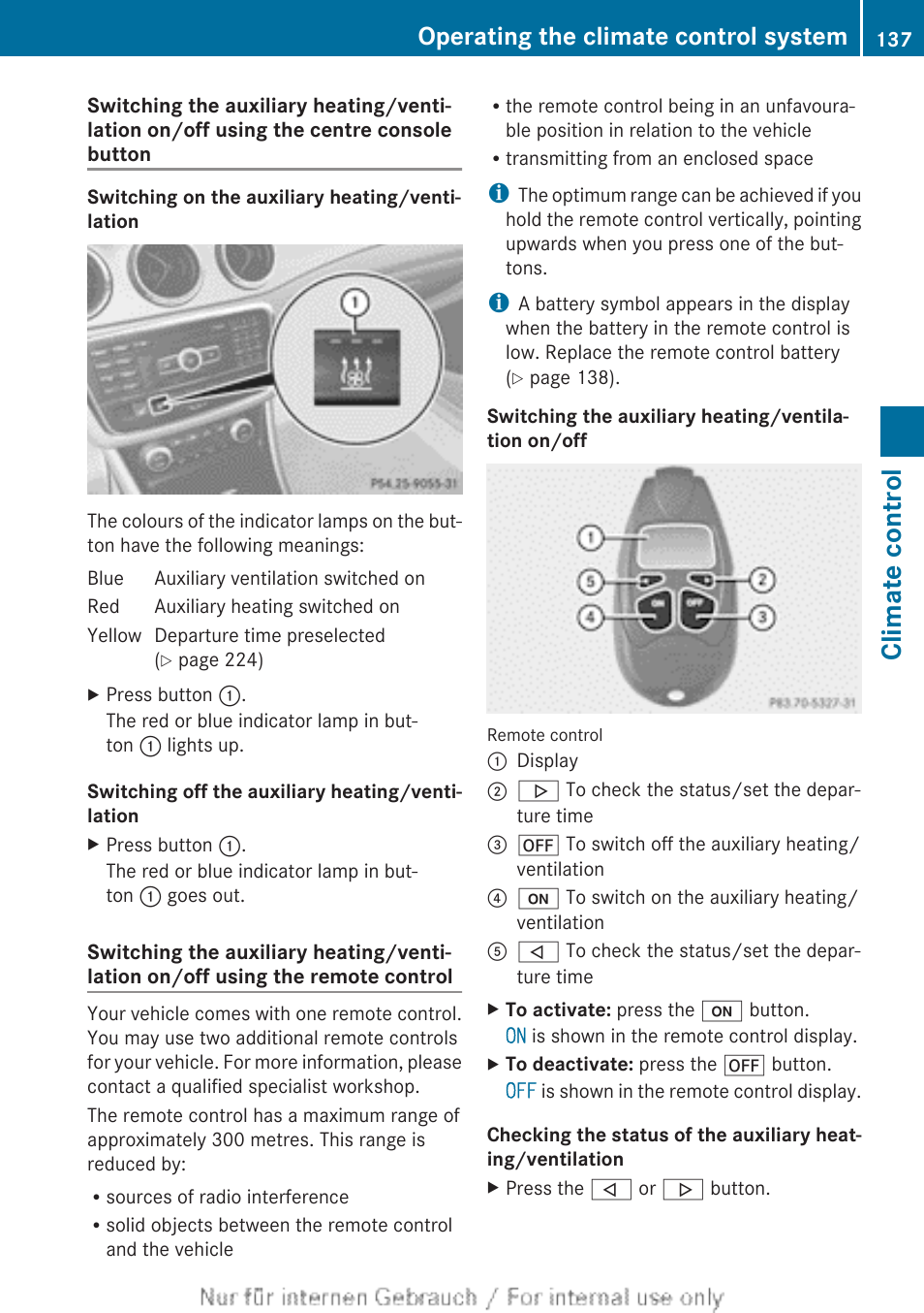 Climate control, Operating the climate control system | Mercedes-Benz 2013 CLA Class User Manual | Page 139 / 352