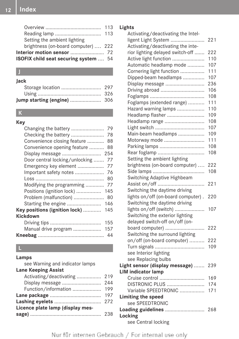 Index | Mercedes-Benz 2013 CLA Class User Manual | Page 14 / 352