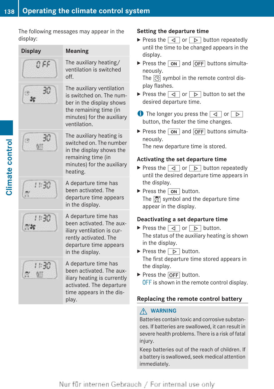 Climate control, Operating the climate control system | Mercedes-Benz 2013 CLA Class User Manual | Page 140 / 352