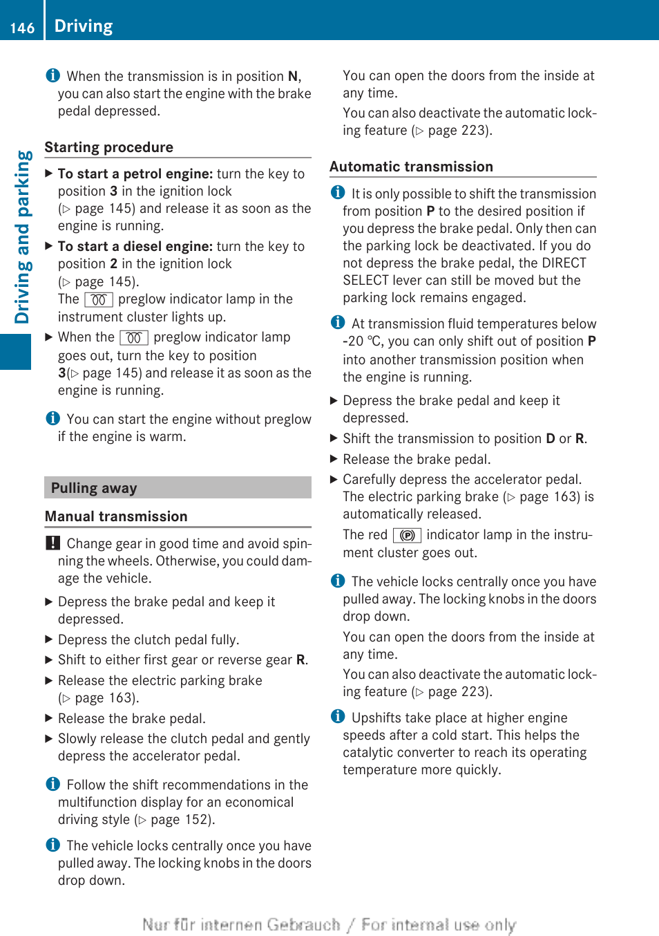 Pulling away, Manual transmission, Driving and parking | Driving | Mercedes-Benz 2013 CLA Class User Manual | Page 148 / 352