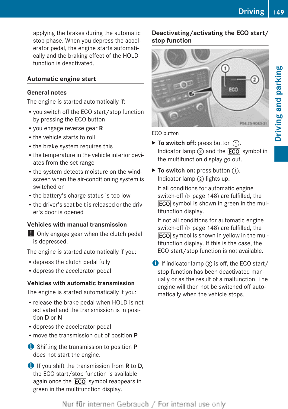 Ually deactivated, Driving and parking, Driving | Mercedes-Benz 2013 CLA Class User Manual | Page 151 / 352