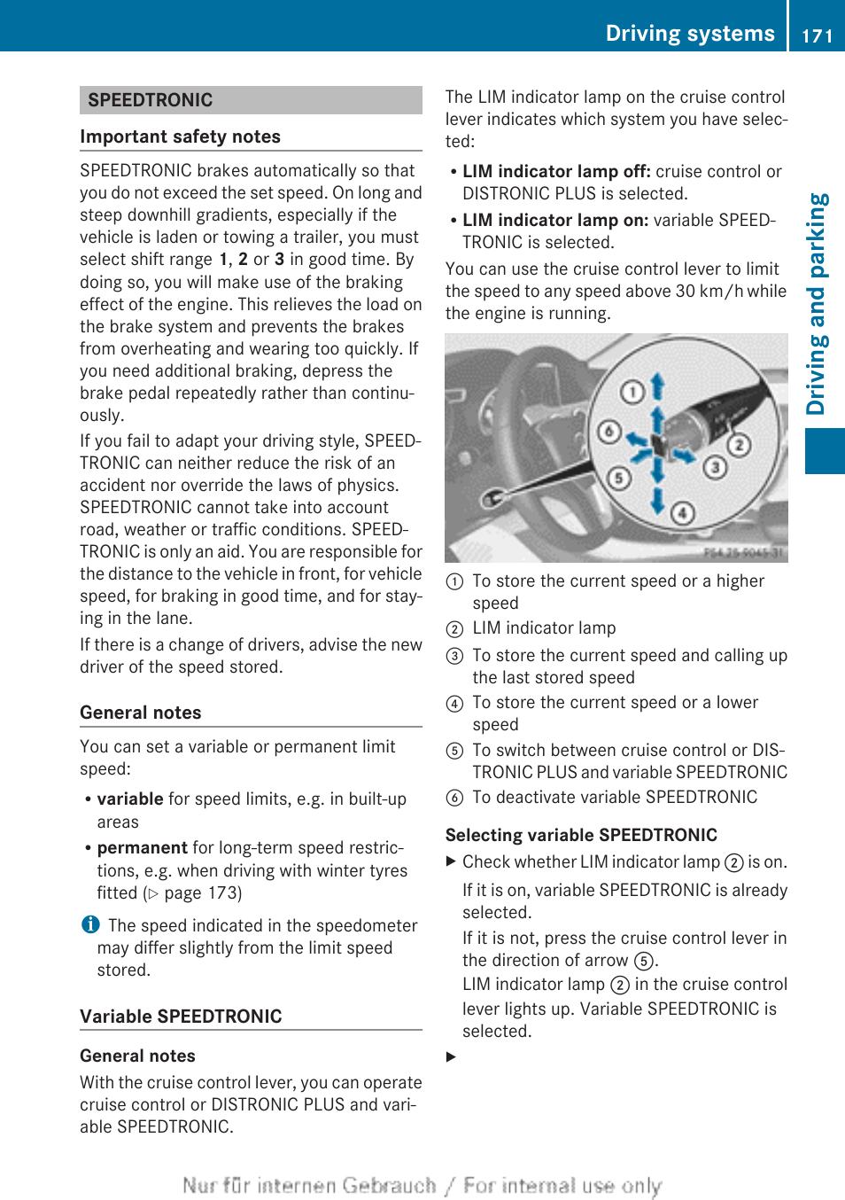 Speedtronic, Driving and parking, Driving systems | Mercedes-Benz 2013 CLA Class User Manual | Page 173 / 352