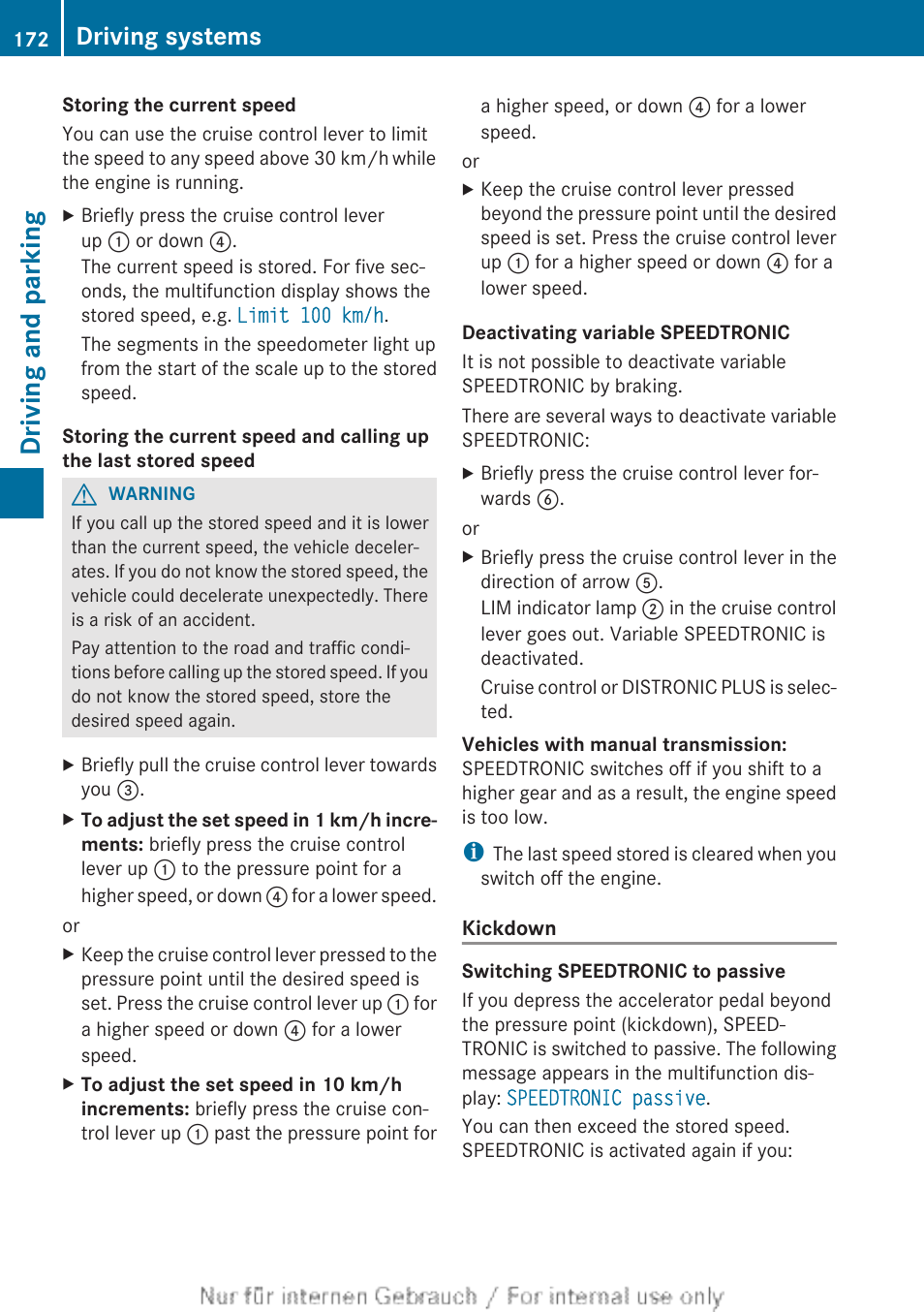 Driving and parking, Driving systems | Mercedes-Benz 2013 CLA Class User Manual | Page 174 / 352