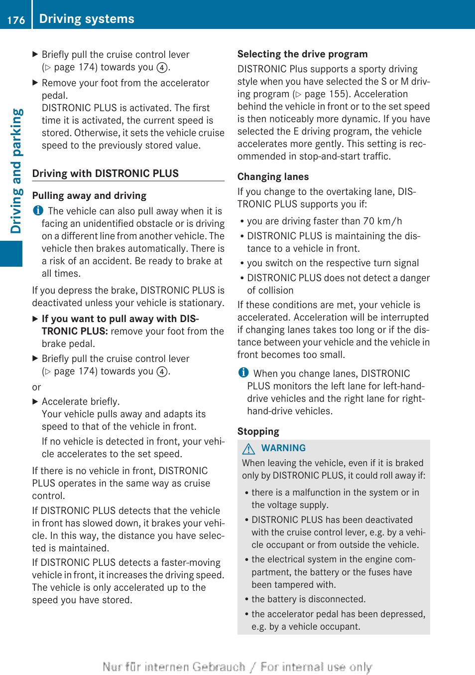 Driving and parking, Driving systems | Mercedes-Benz 2013 CLA Class User Manual | Page 178 / 352