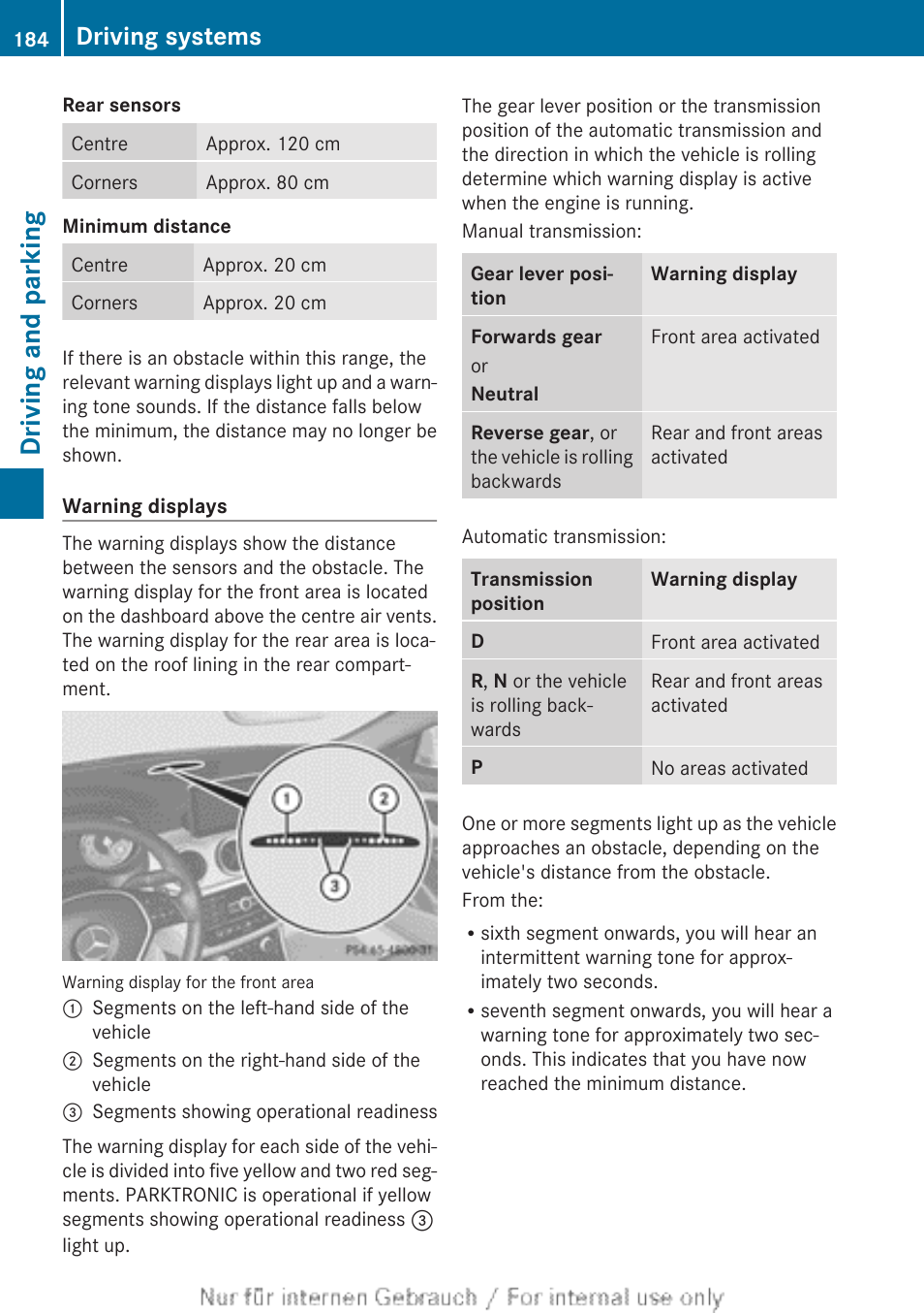 Driving and parking, Driving systems | Mercedes-Benz 2013 CLA Class User Manual | Page 186 / 352