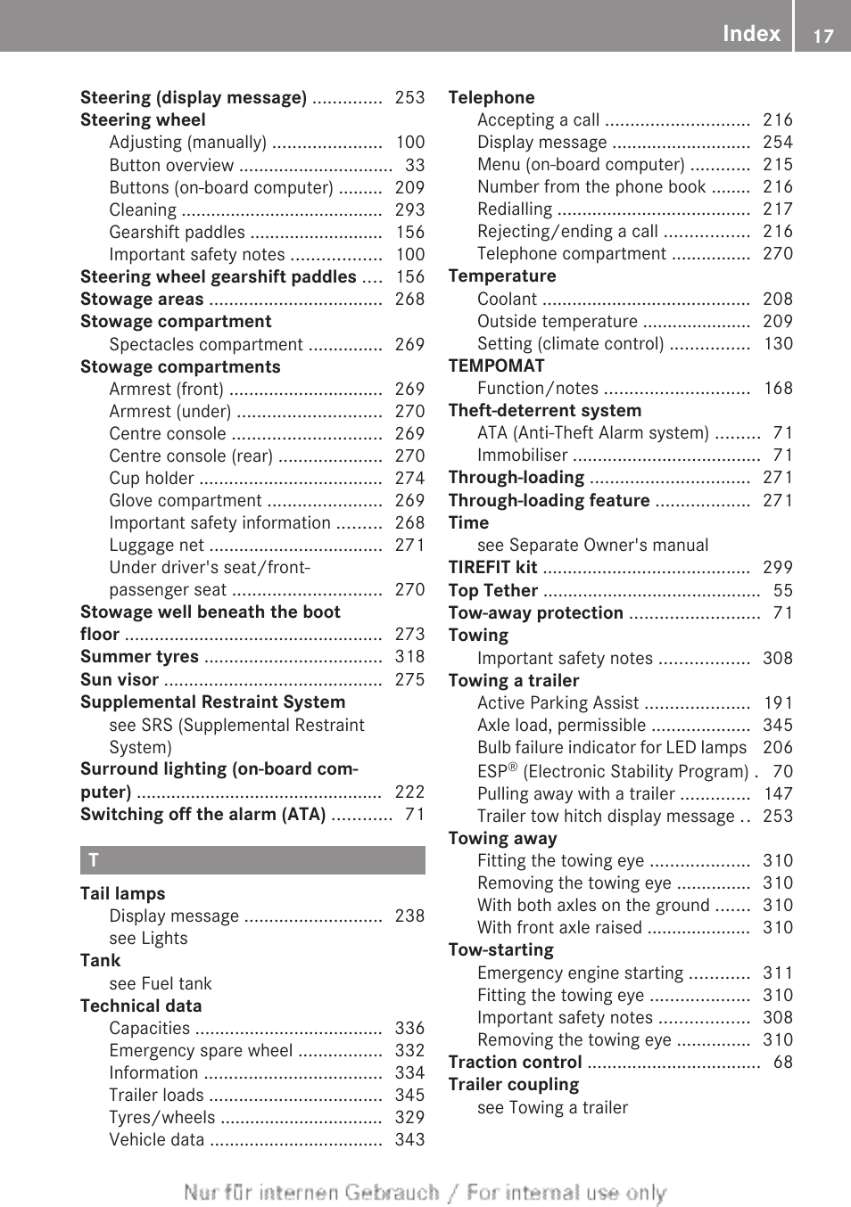 Index | Mercedes-Benz 2013 CLA Class User Manual | Page 19 / 352