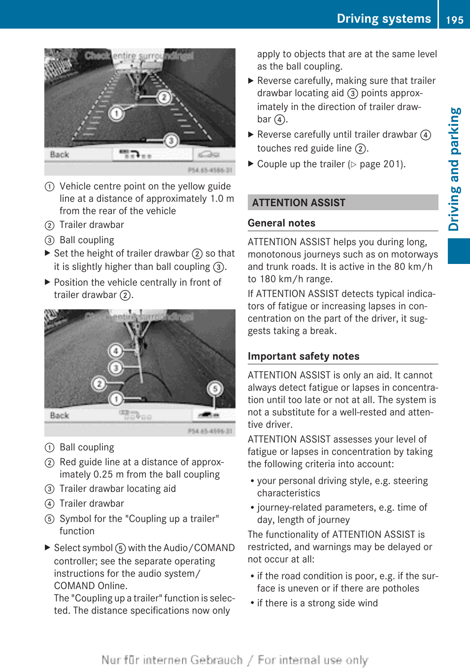 Attention assist, Driving and parking, Driving systems | Mercedes-Benz 2013 CLA Class User Manual | Page 197 / 352