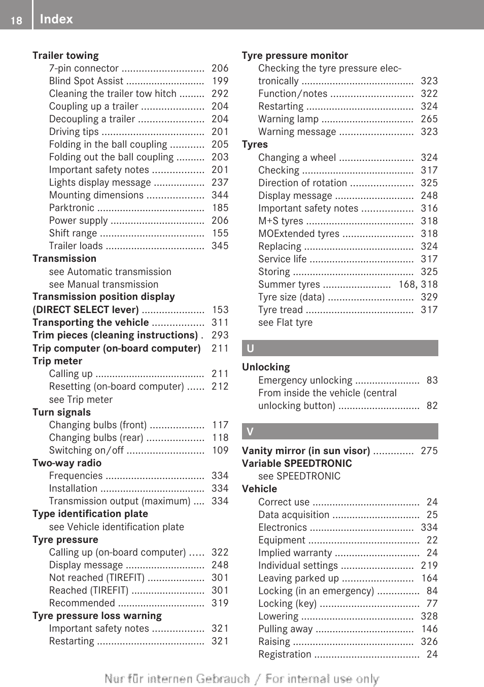 Index | Mercedes-Benz 2013 CLA Class User Manual | Page 20 / 352