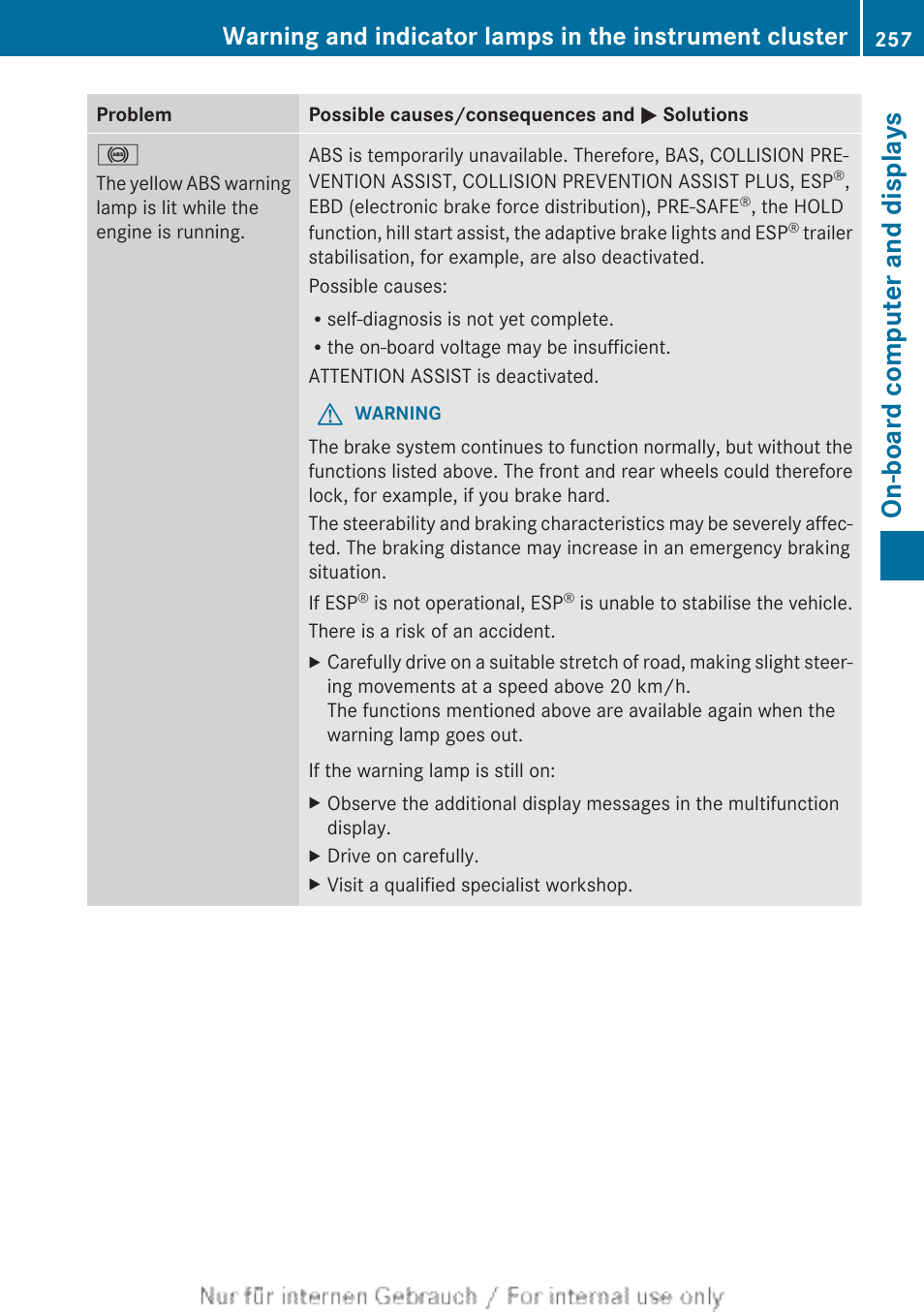 On-board computer and displays | Mercedes-Benz 2013 CLA Class User Manual | Page 259 / 352