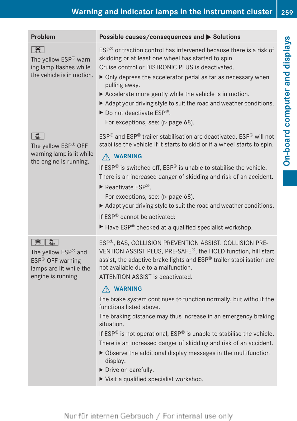 On-board computer and displays | Mercedes-Benz 2013 CLA Class User Manual | Page 261 / 352