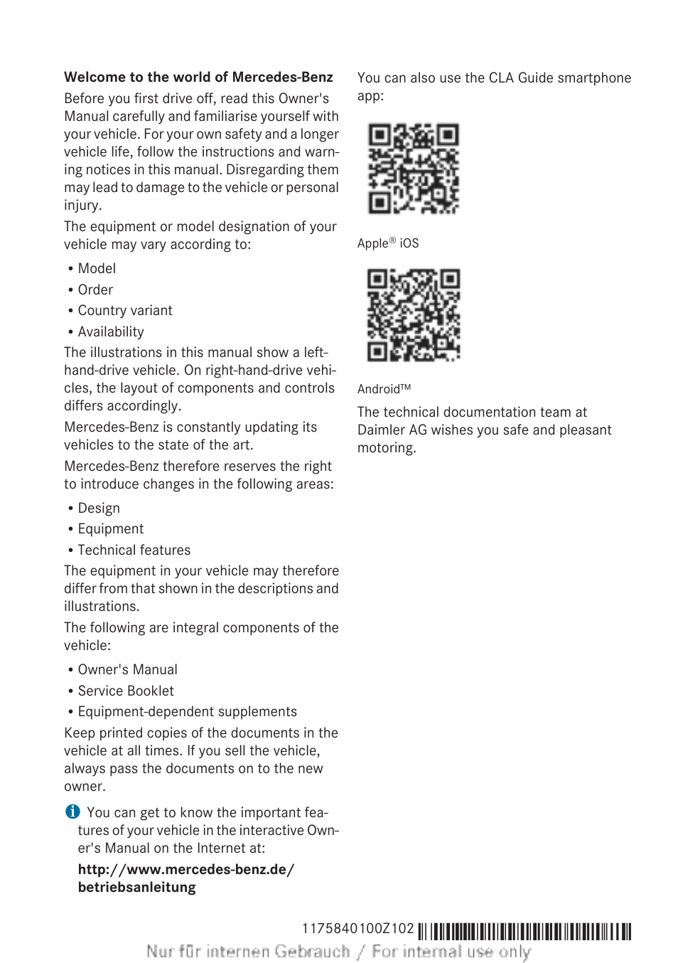 Mercedes-Benz 2013 CLA Class User Manual | Page 3 / 352