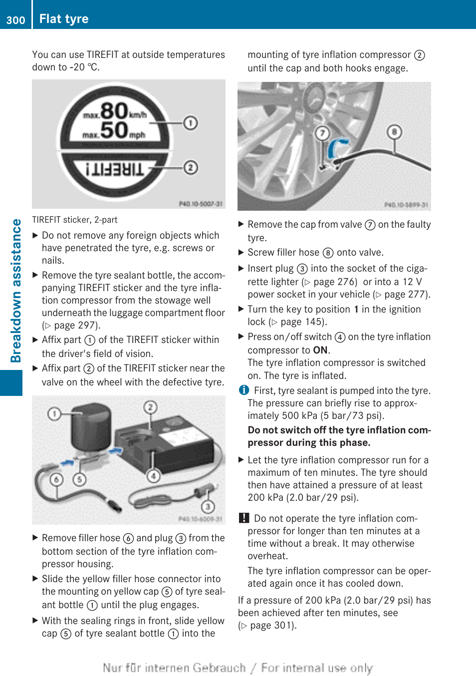 Breakdown assistance, Flat tyre | Mercedes-Benz 2013 CLA Class User Manual | Page 302 / 352