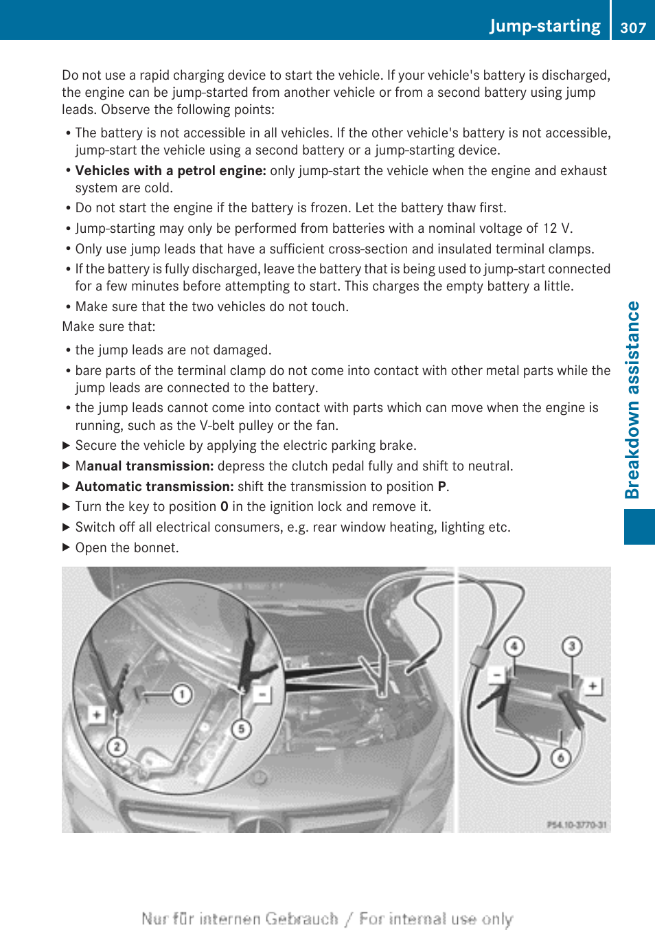 Breakdown assistance, Jump-starting | Mercedes-Benz 2013 CLA Class User Manual | Page 309 / 352