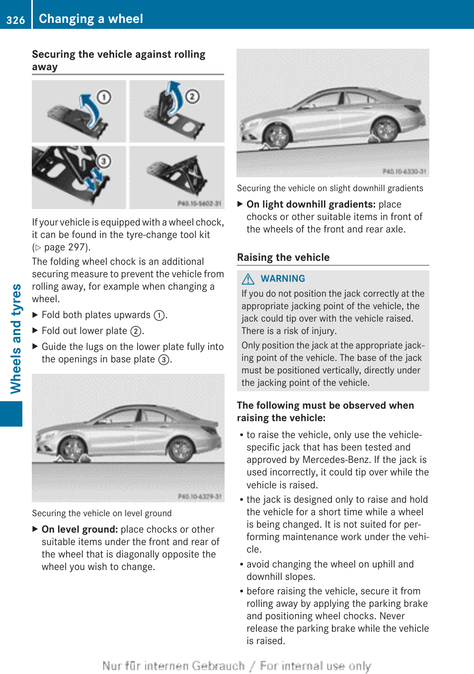 Wheels and tyres, Changing a wheel | Mercedes-Benz 2013 CLA Class User Manual | Page 328 / 352