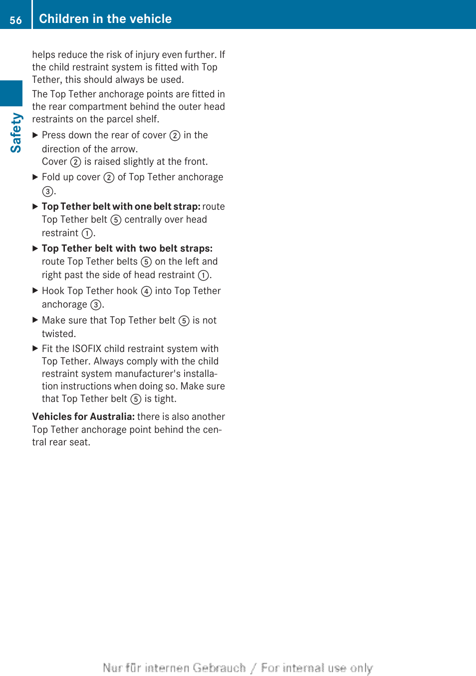 Safety, Children in the vehicle | Mercedes-Benz 2013 CLA Class User Manual | Page 58 / 352