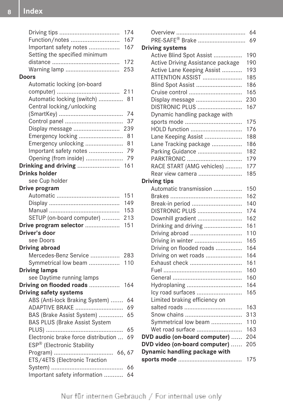 Index | Mercedes-Benz 2013 C Class Sedan User Manual | Page 10 / 360