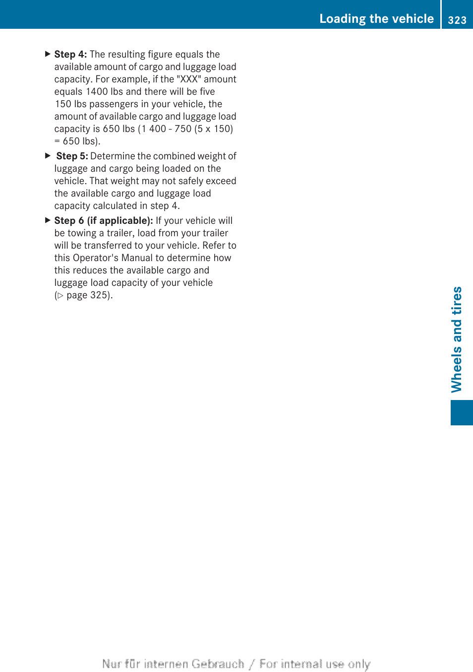 Wheels and tires, Loading the vehicle | Mercedes-Benz 2013 C Class Sedan User Manual | Page 325 / 360