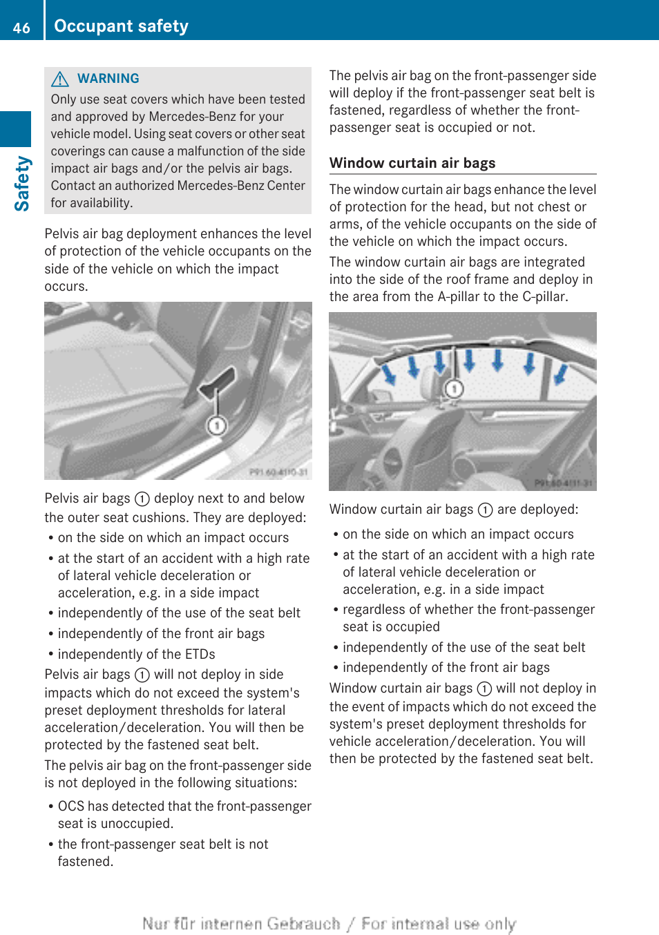 Safety, Occupant safety | Mercedes-Benz 2013 C Class Sedan User Manual | Page 48 / 360