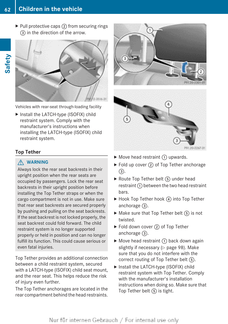 Safety, Children in the vehicle | Mercedes-Benz 2013 C Class Sedan User Manual | Page 64 / 360