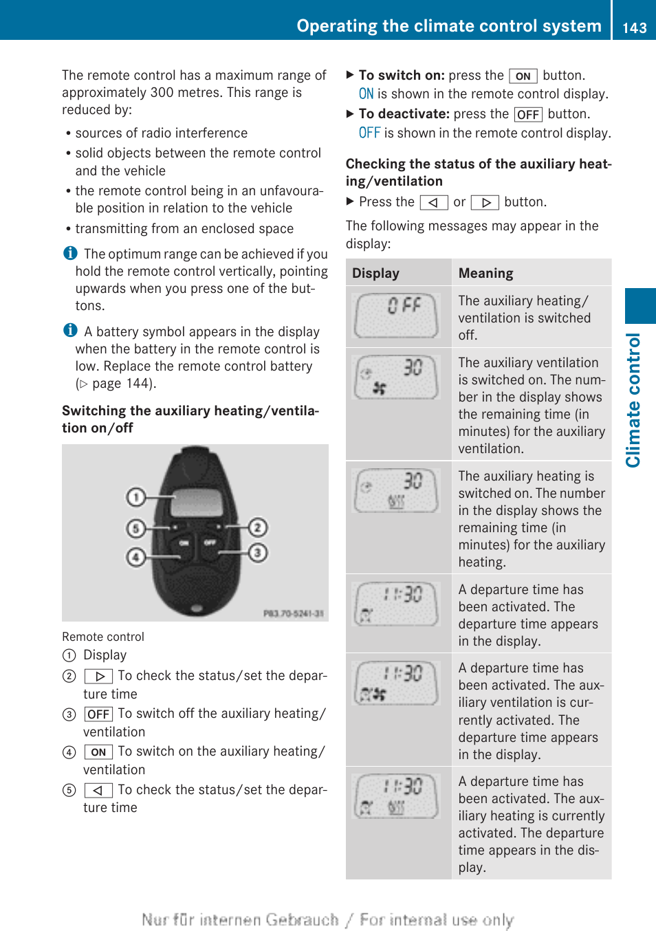 Climate control, Operating the climate control system | Mercedes-Benz 2013 C Class Coupe User Manual | Page 145 / 388