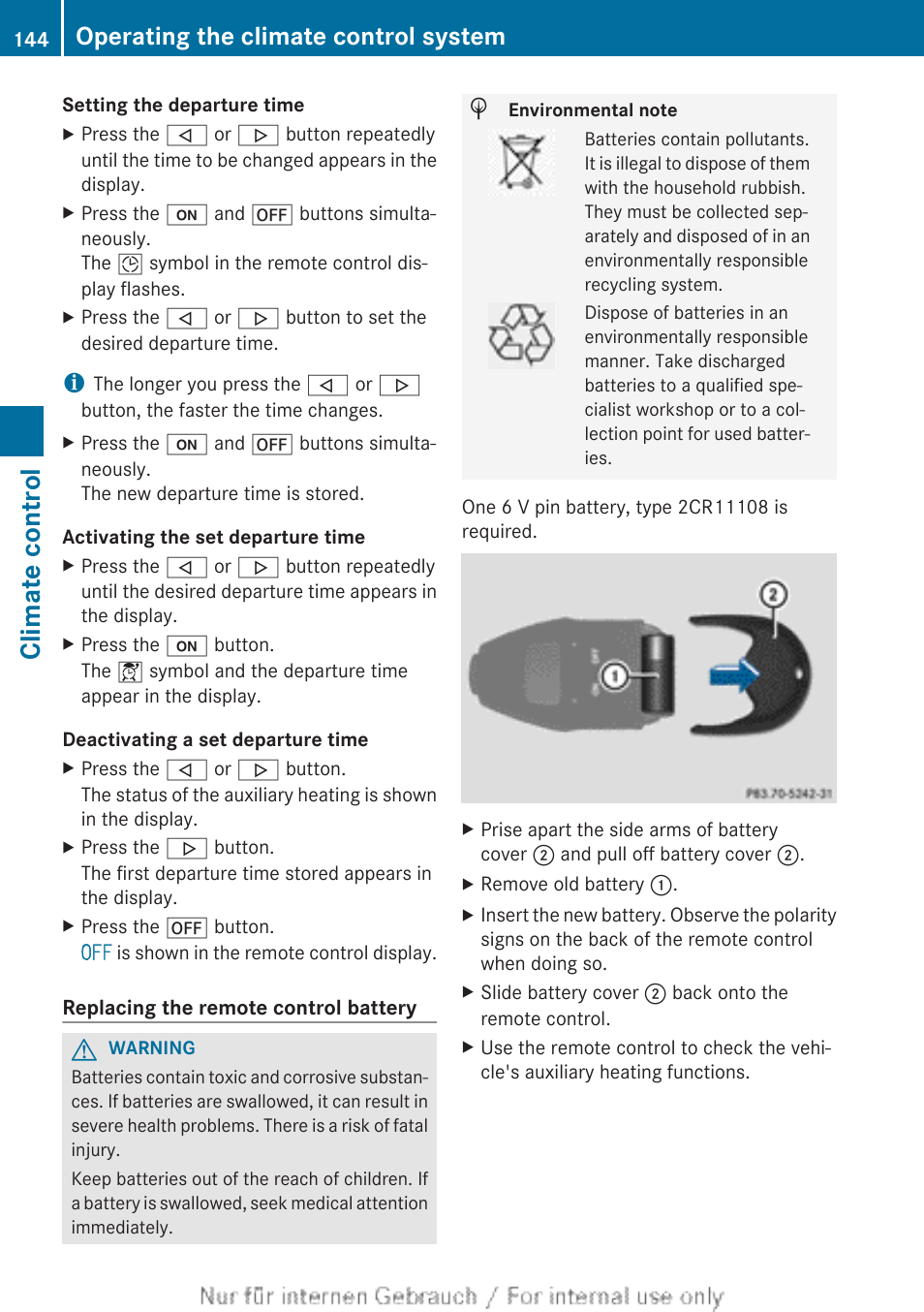 Climate control, Operating the climate control system | Mercedes-Benz 2013 C Class Coupe User Manual | Page 146 / 388