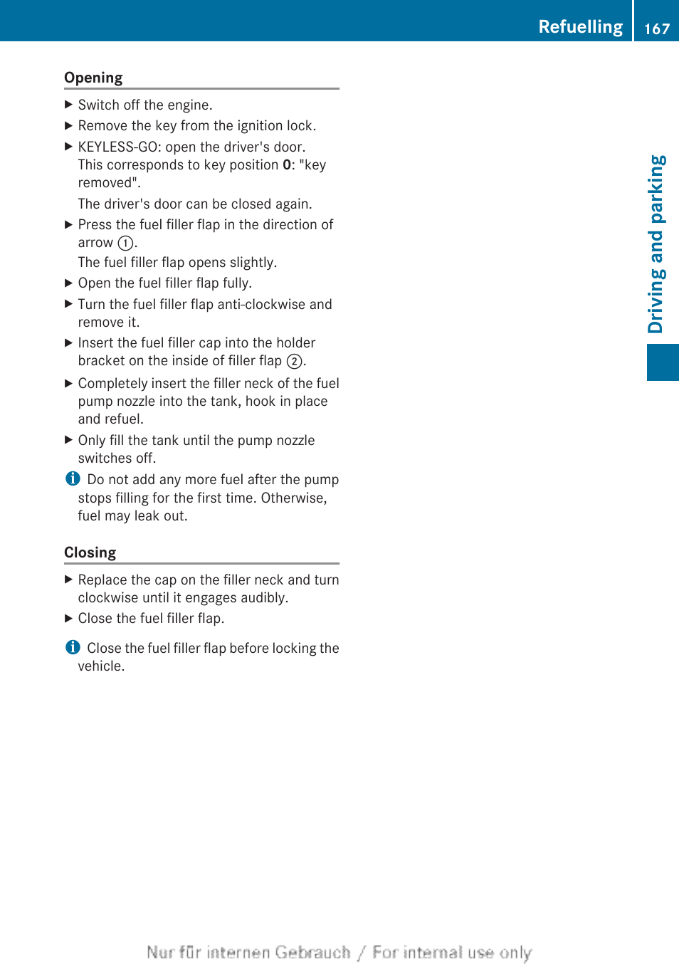 Driving and parking, Refuelling | Mercedes-Benz 2013 C Class Coupe User Manual | Page 169 / 388