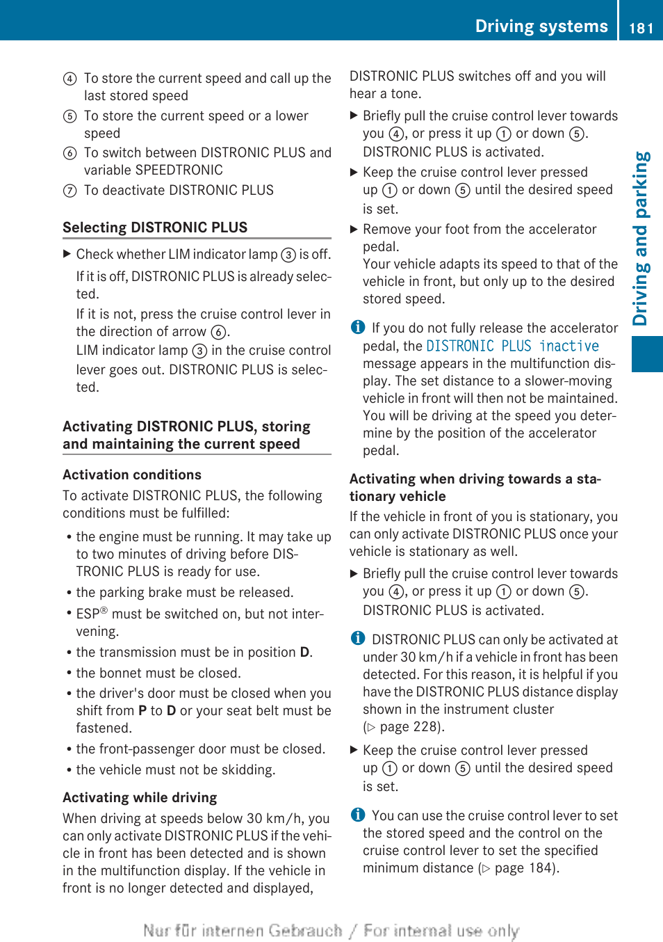 Driving and parking, Driving systems | Mercedes-Benz 2013 C Class Coupe User Manual | Page 183 / 388