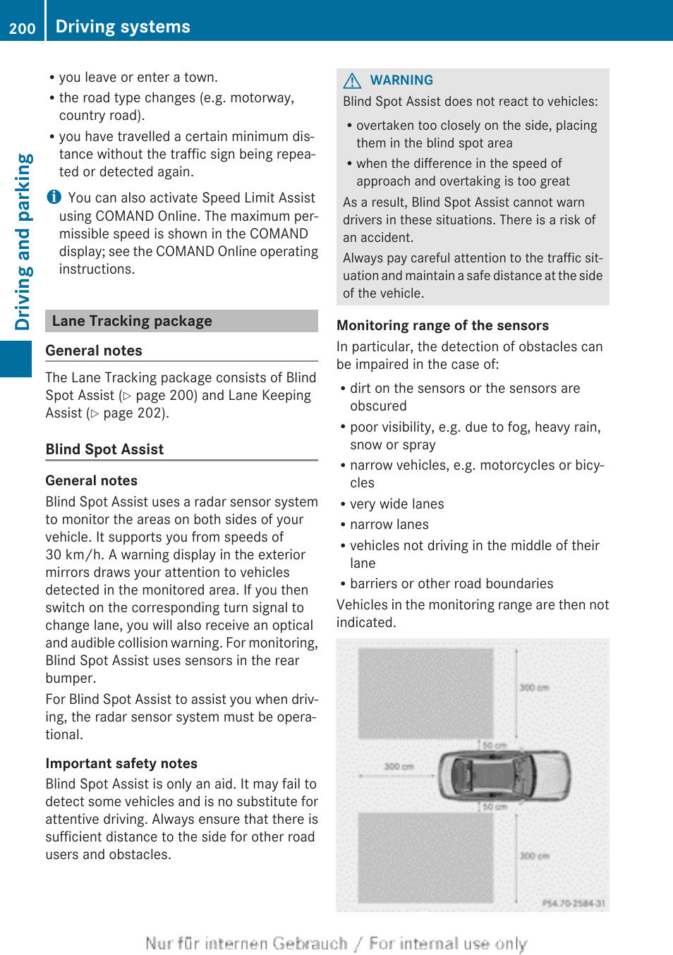 Lane tracking package, Driving and parking, Driving systems | Mercedes-Benz 2013 C Class Coupe User Manual | Page 202 / 388