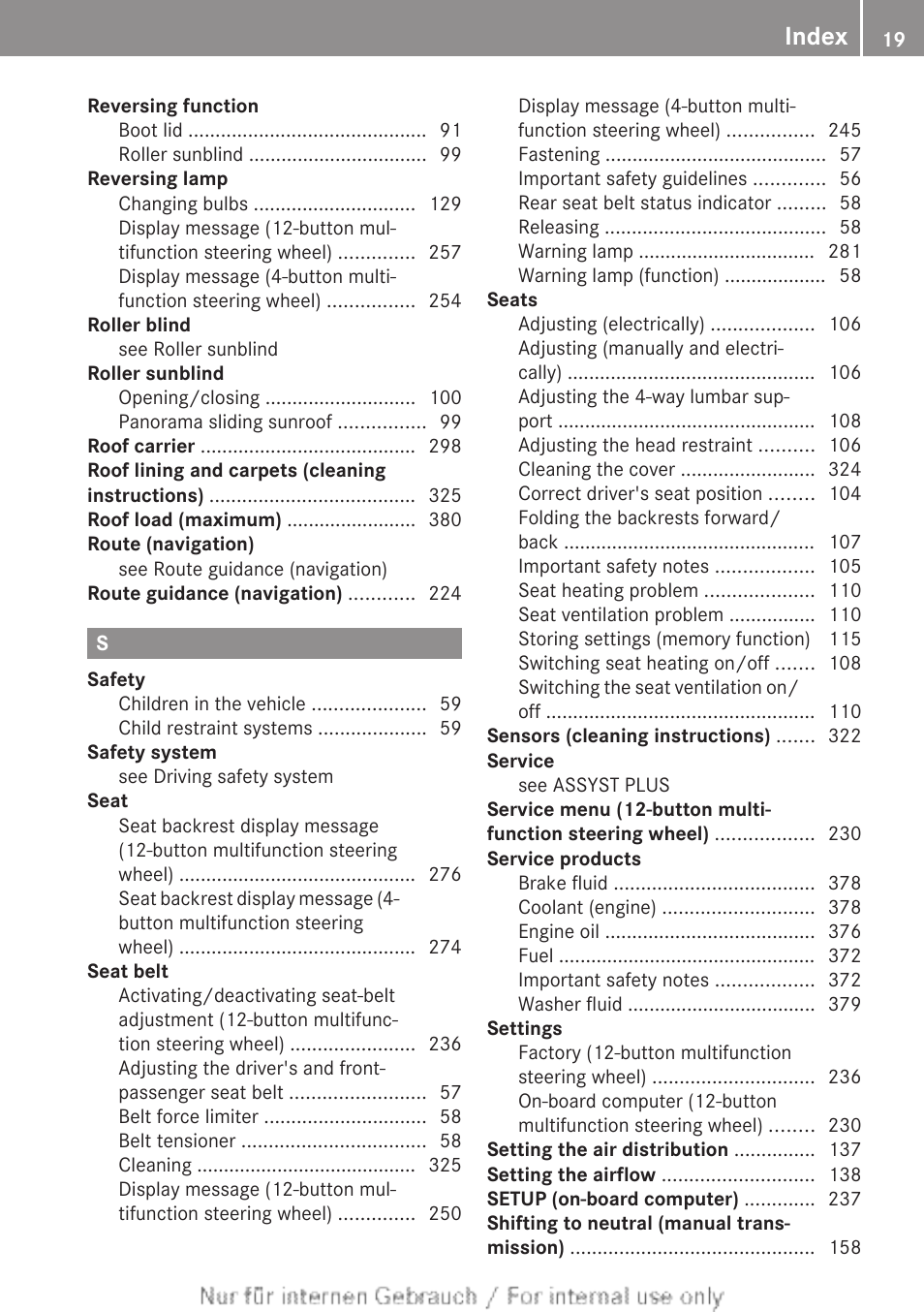 Index | Mercedes-Benz 2013 C Class Coupe User Manual | Page 21 / 388