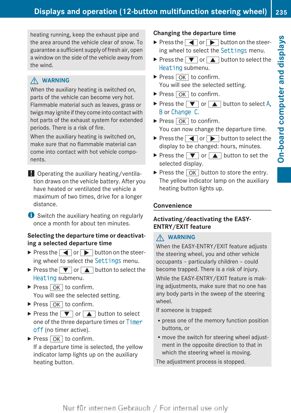 Puter, On-board computer and displays | Mercedes-Benz 2013 C Class Coupe User Manual | Page 237 / 388