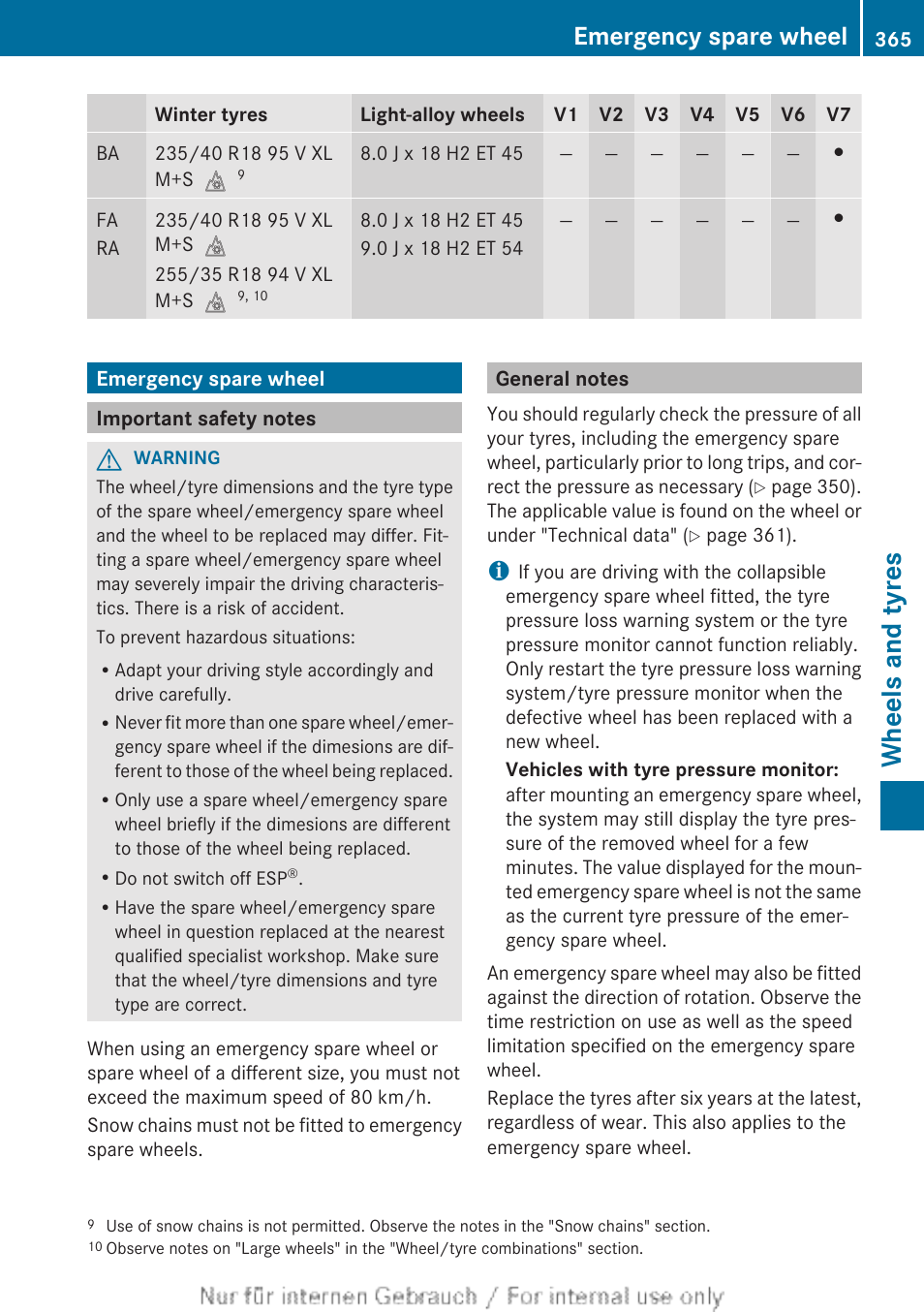 Emergency spare wheel, Important safety notes, General notes | Countries), Wheel, Emergency spare wheel, see, Wheels and tyres | Mercedes-Benz 2013 C Class Coupe User Manual | Page 367 / 388