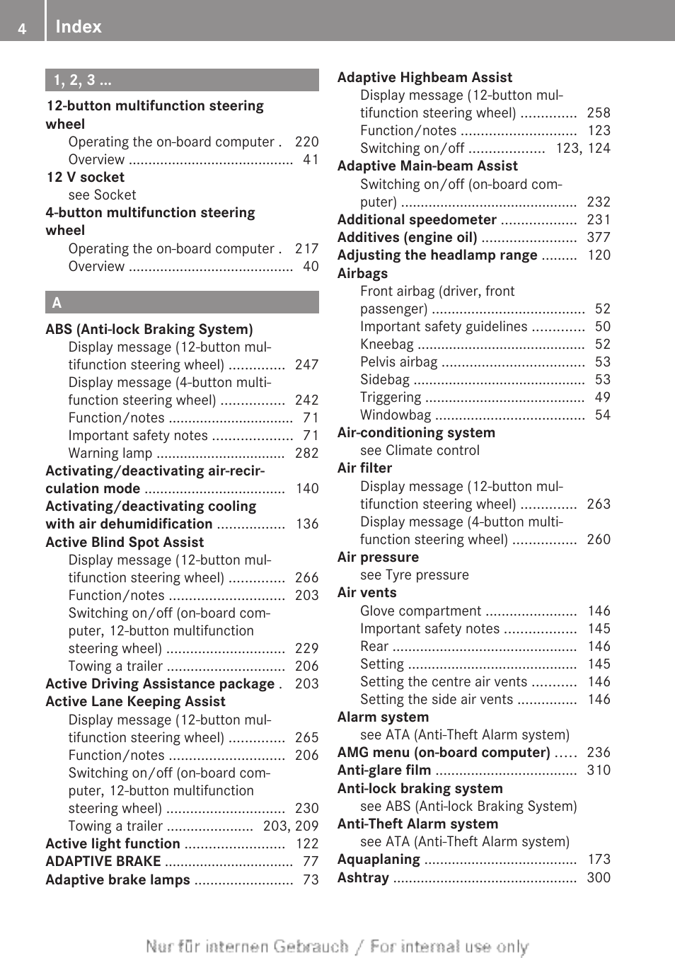 Index | Mercedes-Benz 2013 C Class Coupe User Manual | Page 6 / 388