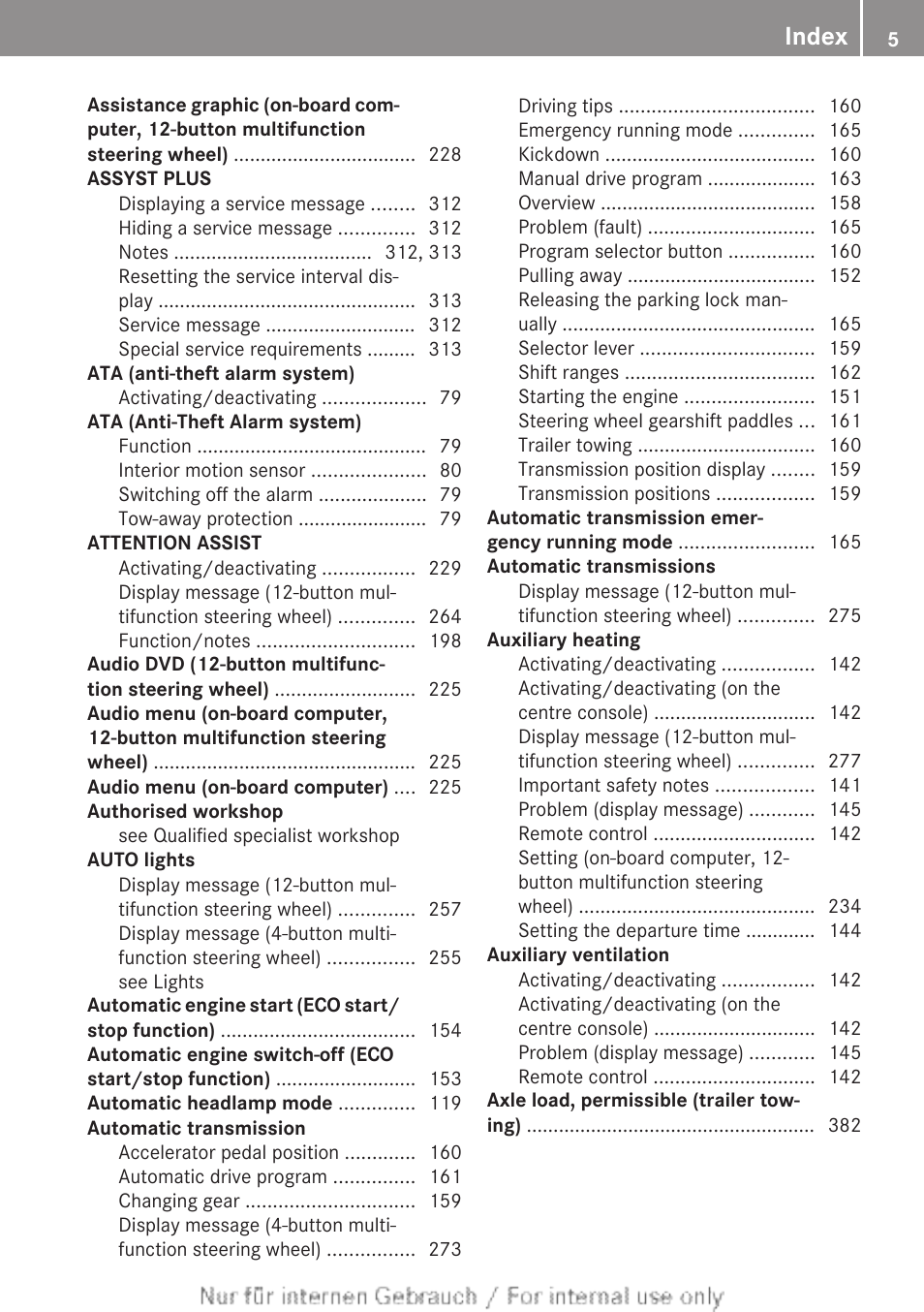 Index | Mercedes-Benz 2013 C Class Coupe User Manual | Page 7 / 388