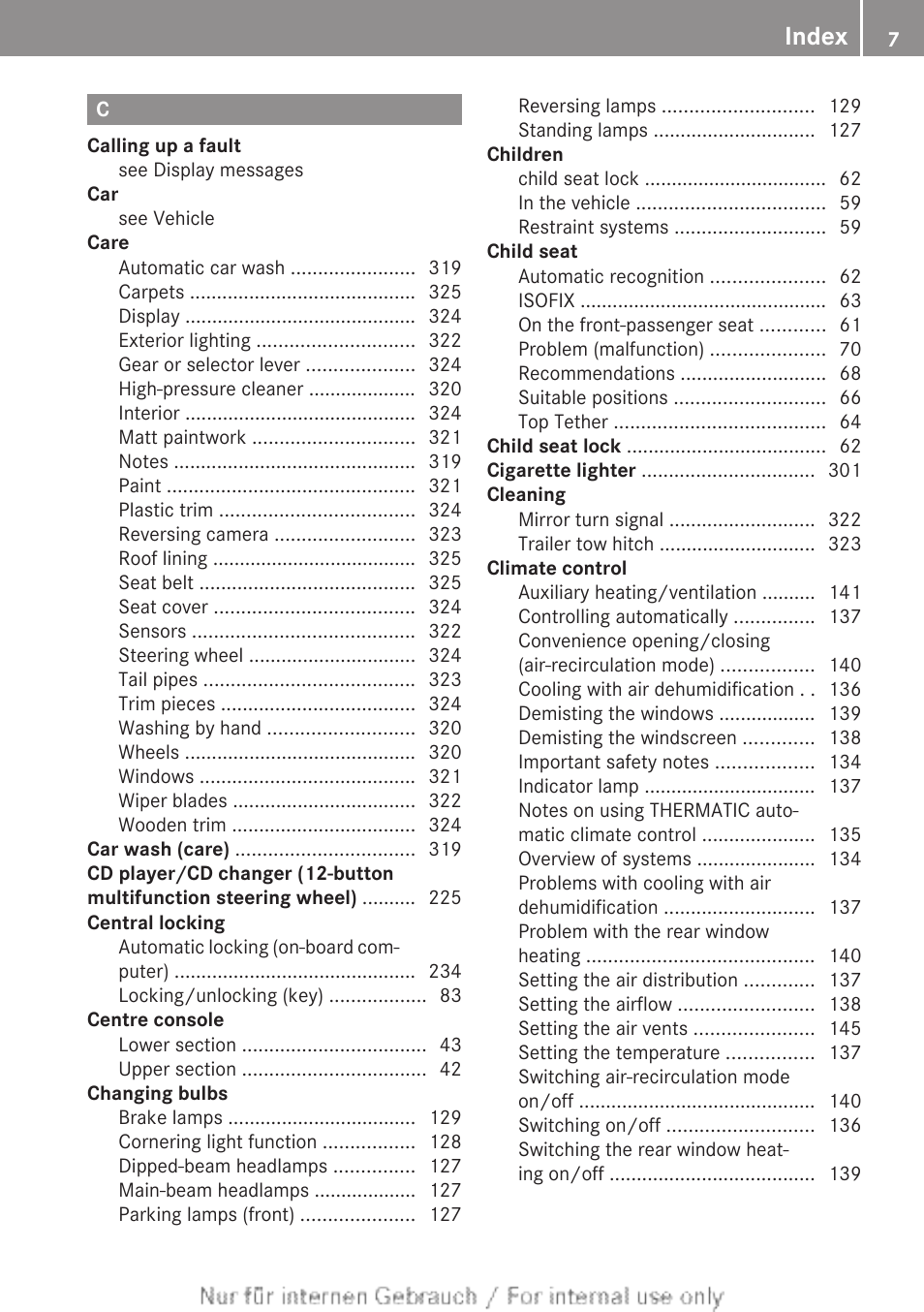 Index | Mercedes-Benz 2013 C Class Coupe User Manual | Page 9 / 388