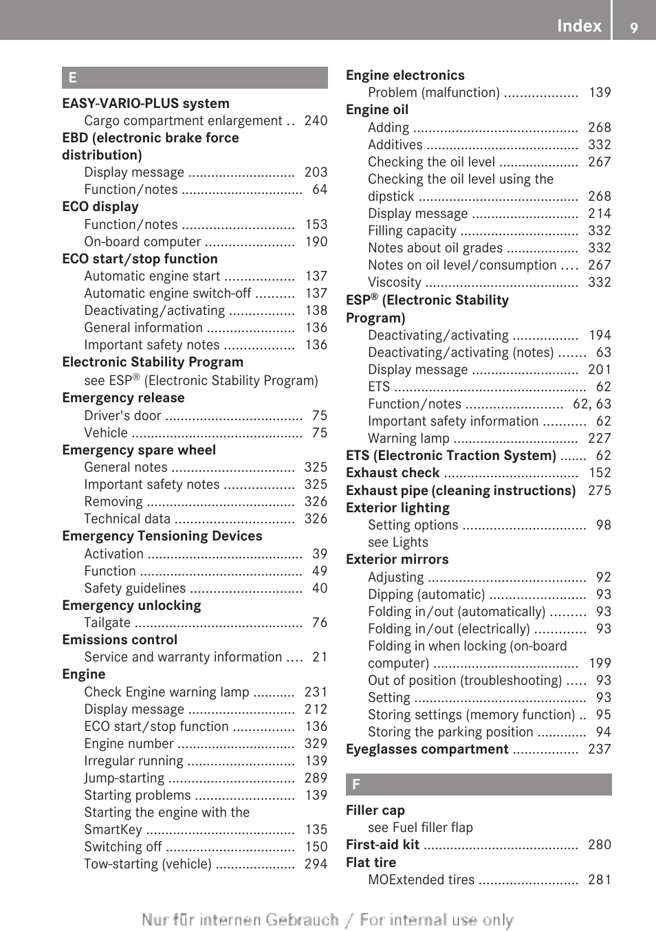 Index | Mercedes-Benz 2012 B Class User Manual | Page 11 / 340