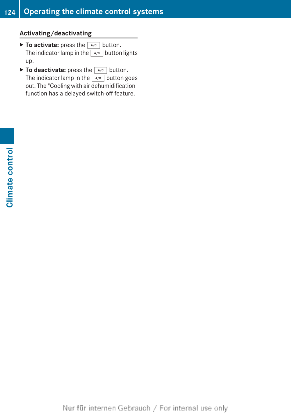 Climate control, Operating the climate control systems | Mercedes-Benz 2012 B Class User Manual | Page 126 / 340