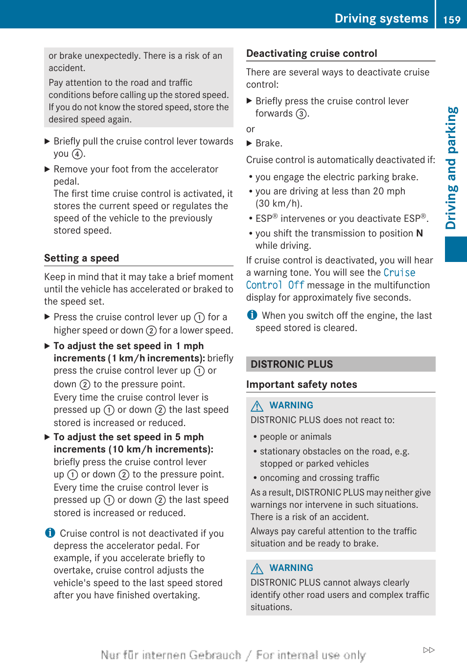 Distronic plus, Driving and parking, Driving systems | Mercedes-Benz 2012 B Class User Manual | Page 161 / 340