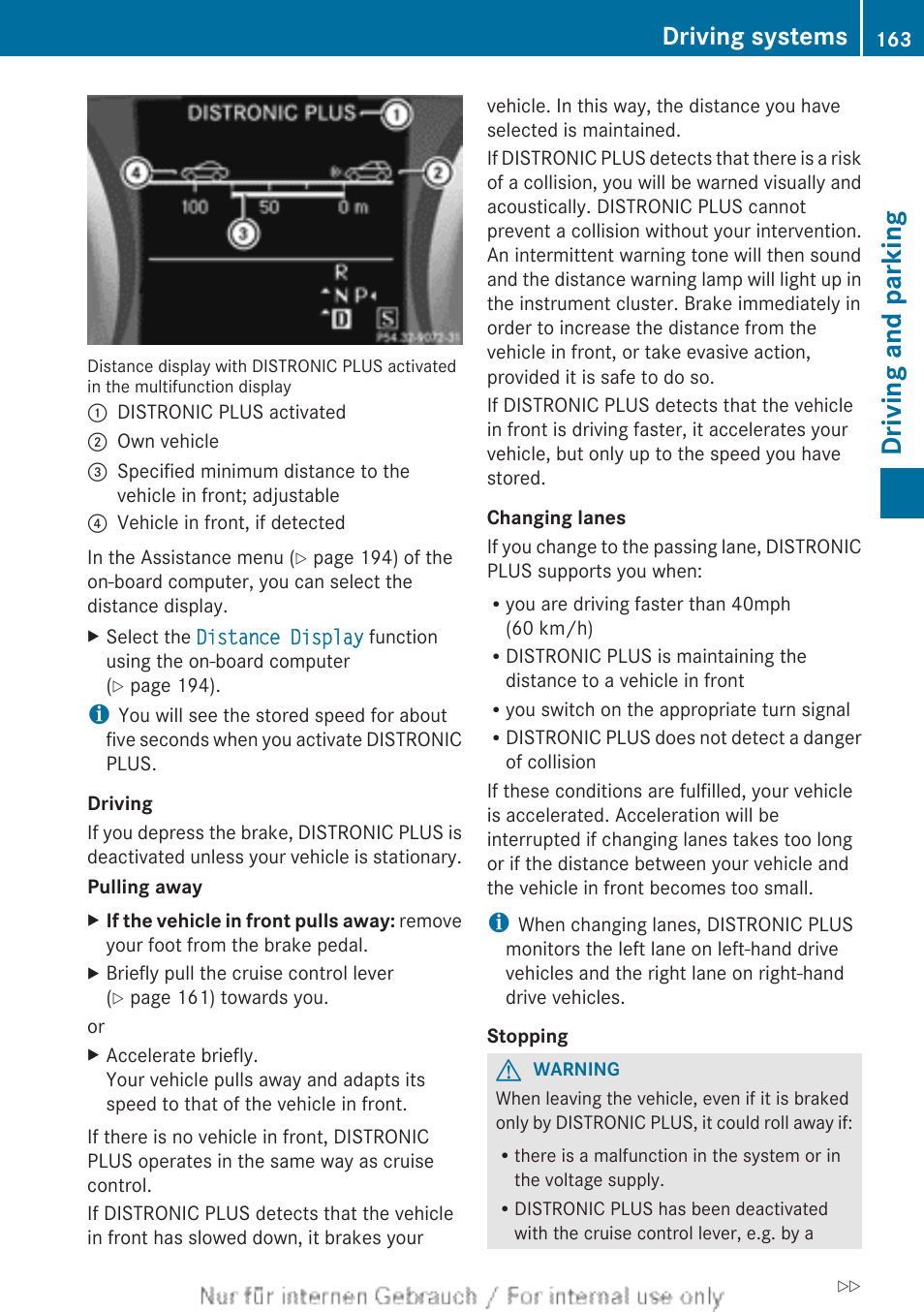 Driving and parking, Driving systems | Mercedes-Benz 2012 B Class User Manual | Page 165 / 340