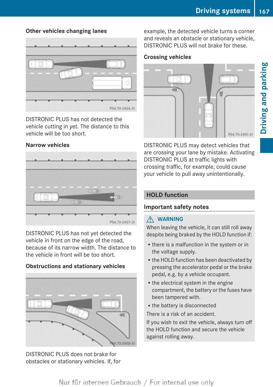 Hold function, Driving and parking, Driving systems | Mercedes-Benz 2012 B Class User Manual | Page 169 / 340