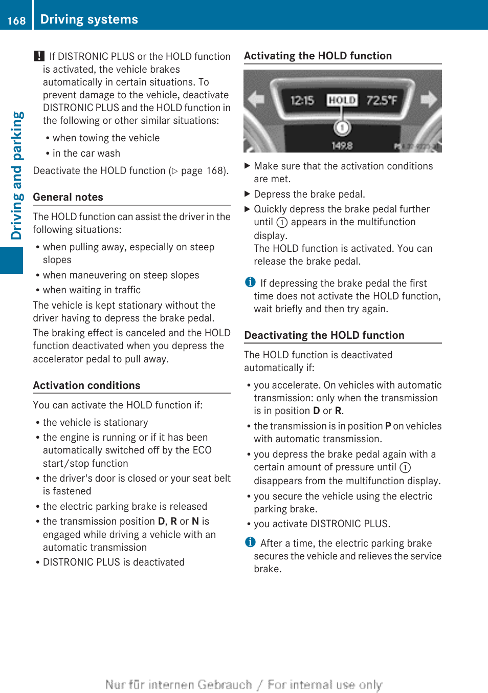 Driving and parking, Driving systems | Mercedes-Benz 2012 B Class User Manual | Page 170 / 340