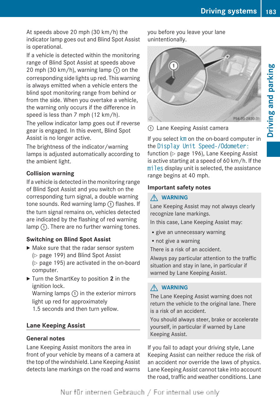 Driving and parking, Driving systems | Mercedes-Benz 2012 B Class User Manual | Page 185 / 340