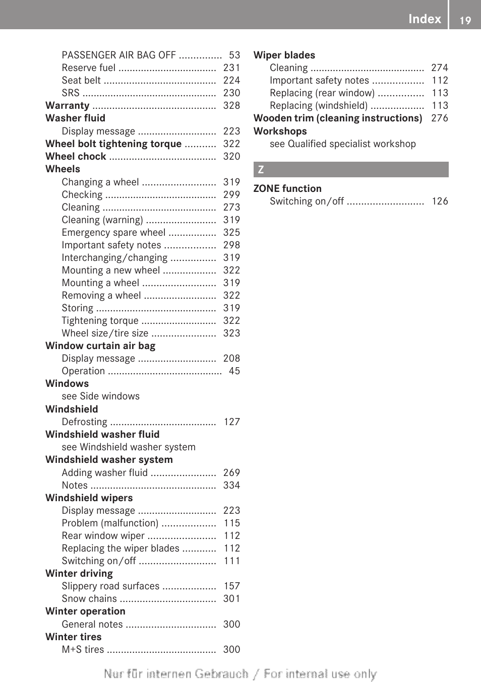 Index | Mercedes-Benz 2012 B Class User Manual | Page 21 / 340