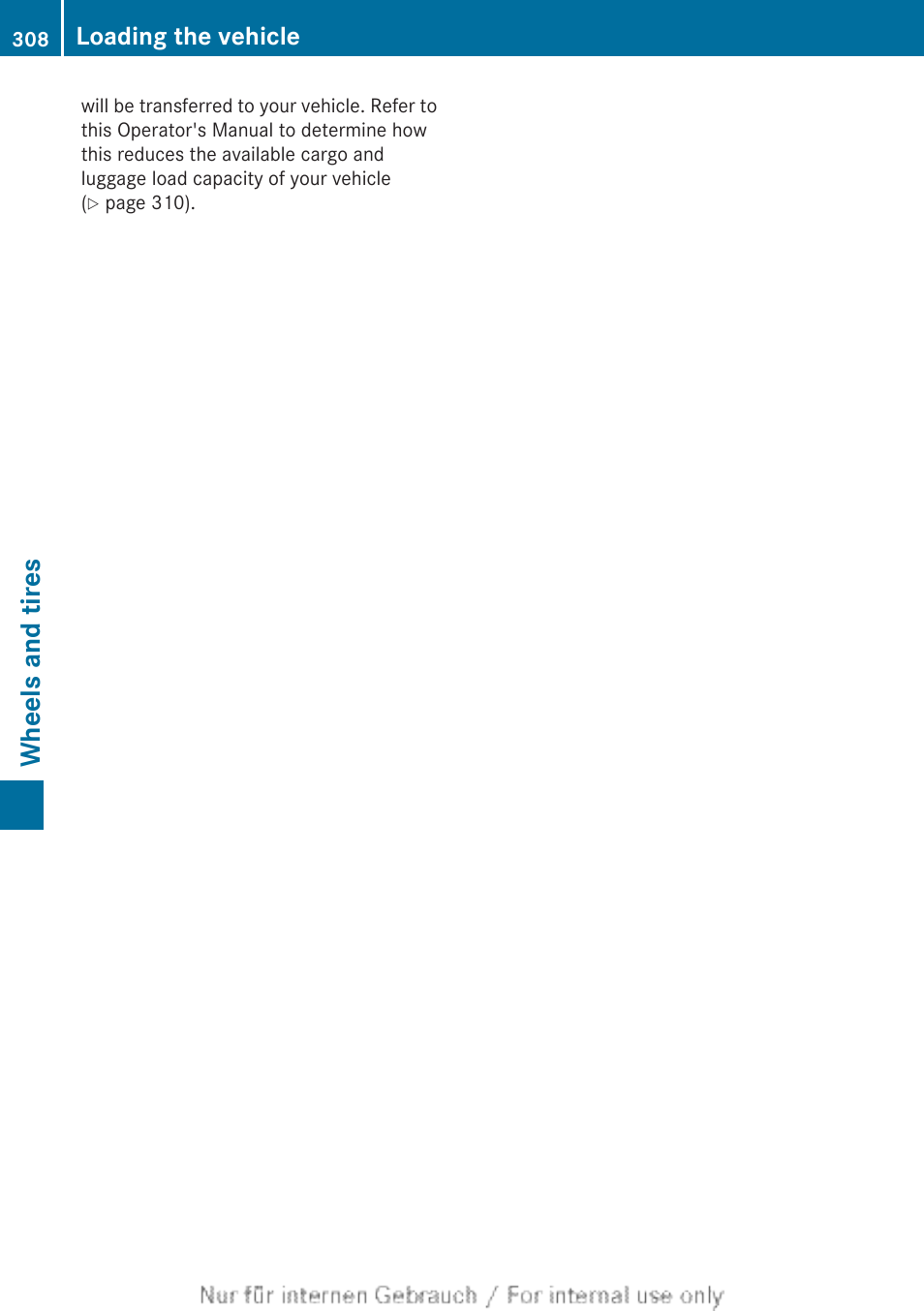 Wheels and tires, Loading the vehicle | Mercedes-Benz 2012 B Class User Manual | Page 310 / 340