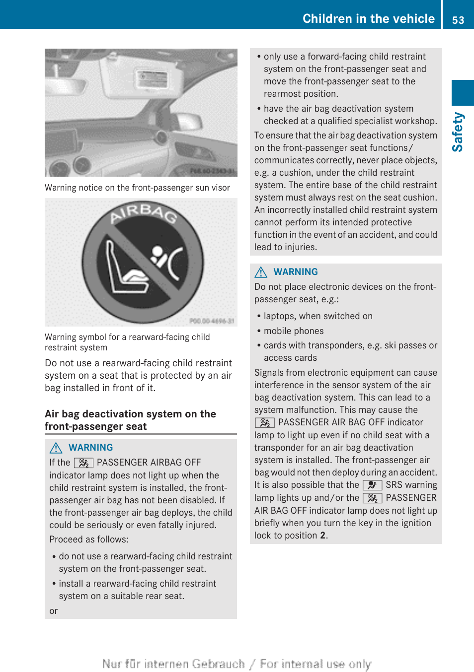 Safety, Children in the vehicle | Mercedes-Benz 2012 B Class User Manual | Page 55 / 340