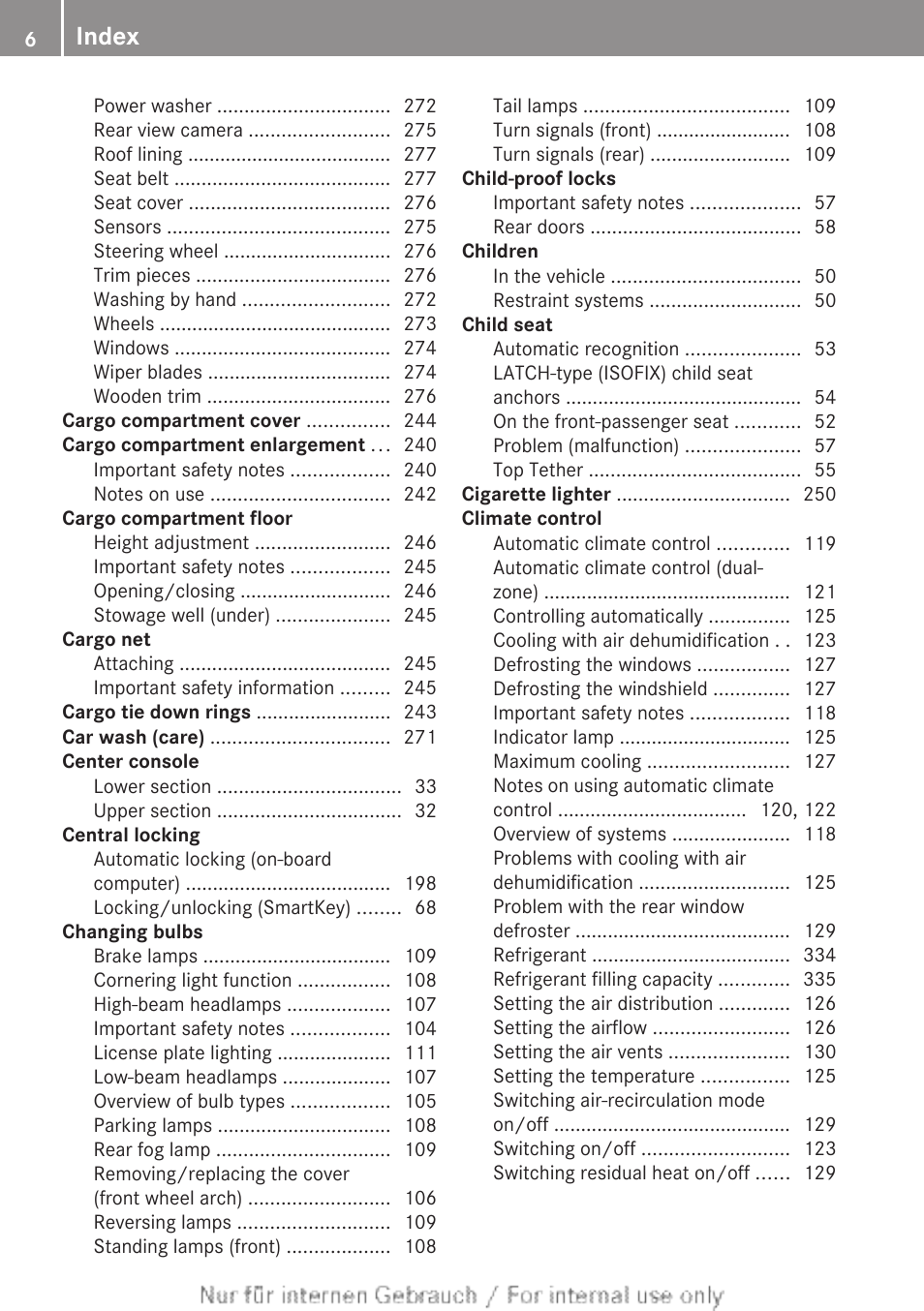 Index | Mercedes-Benz 2012 B Class User Manual | Page 8 / 340