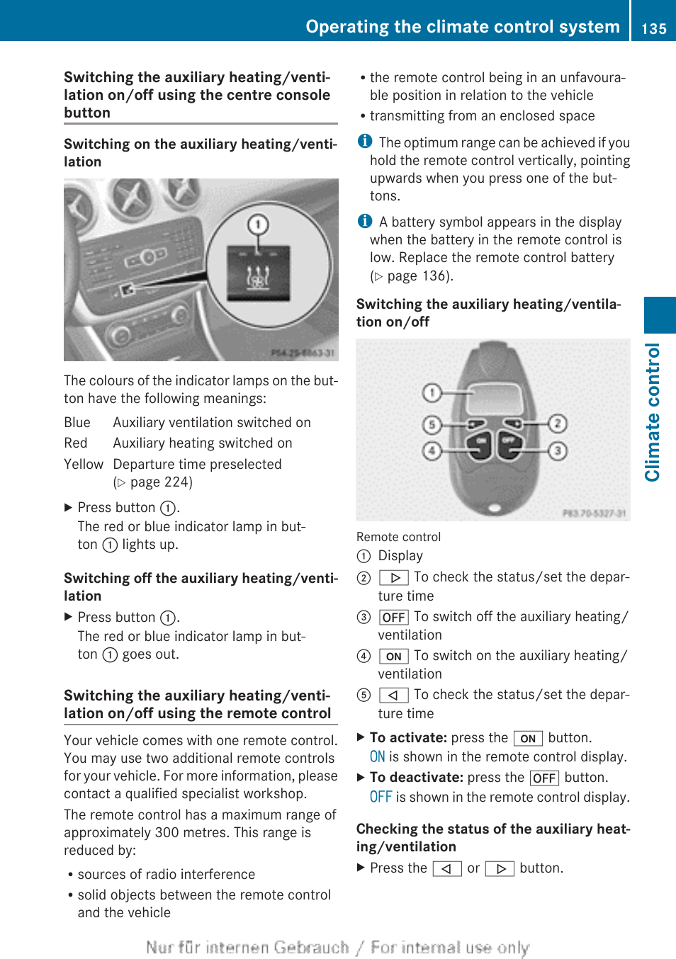 Climate control, Operating the climate control system | Mercedes-Benz 2012 A Class User Manual | Page 137 / 356