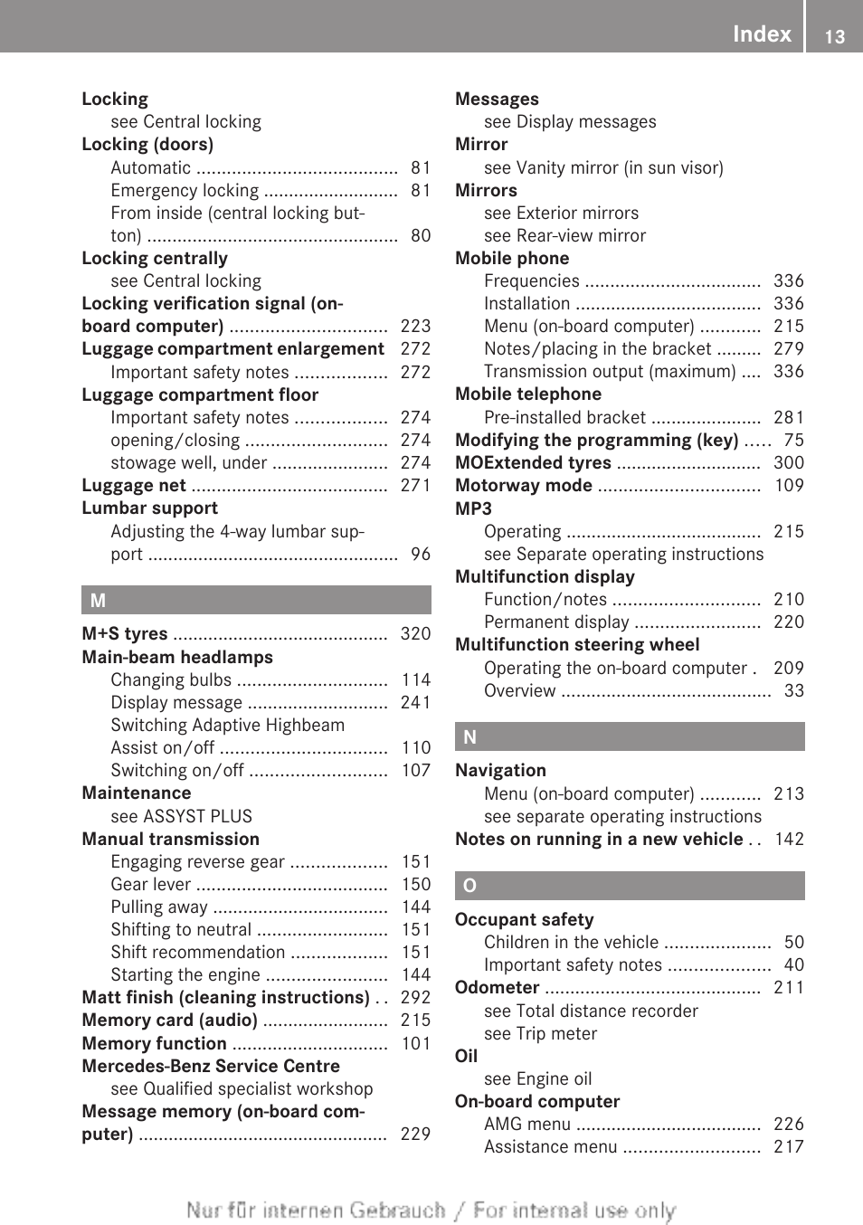 Index | Mercedes-Benz 2012 A Class User Manual | Page 15 / 356