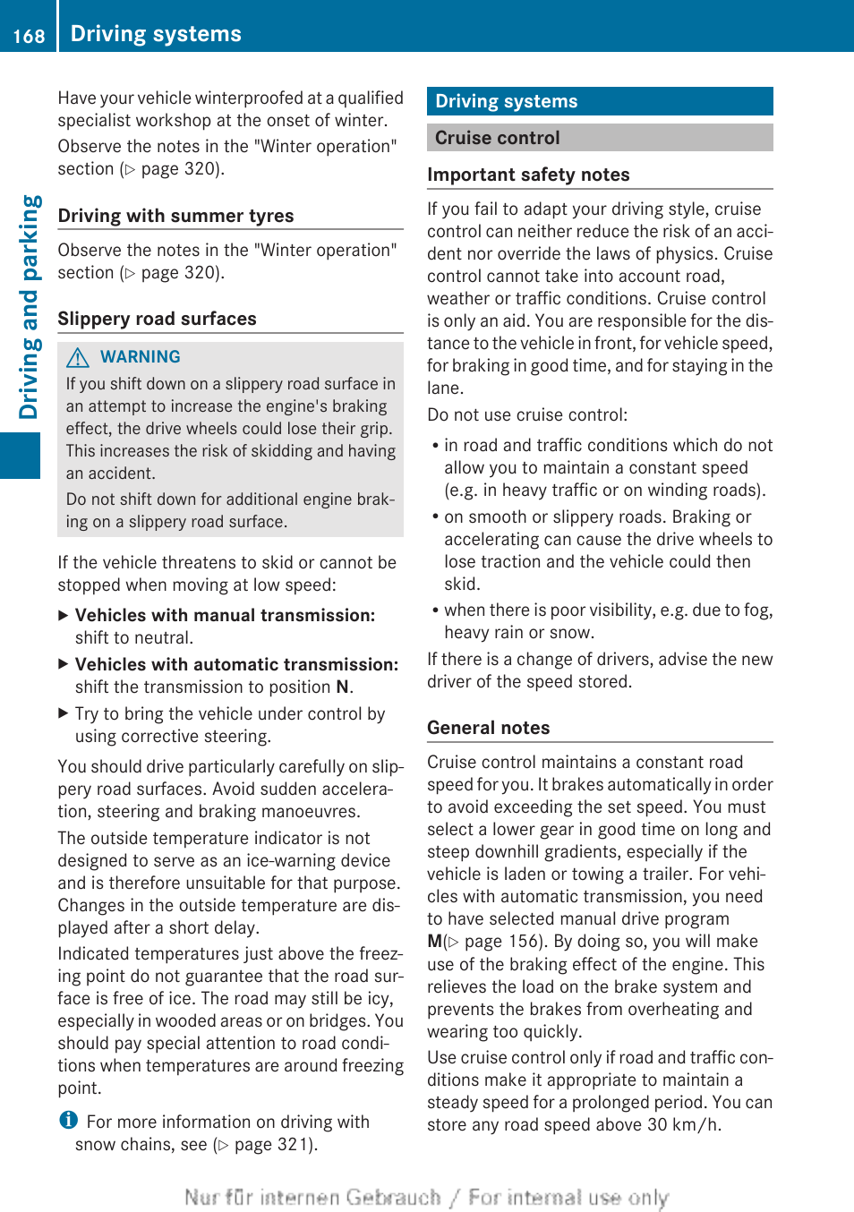 Driving systems, Cruise control, Driving and parking | Mercedes-Benz 2012 A Class User Manual | Page 170 / 356