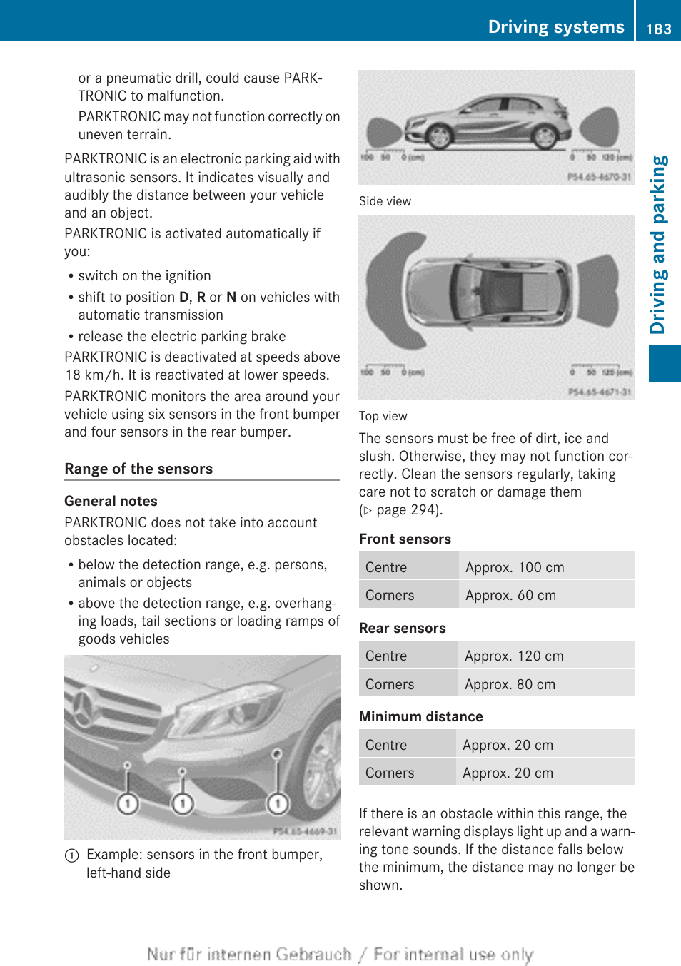 Driving and parking, Driving systems | Mercedes-Benz 2012 A Class User Manual | Page 185 / 356