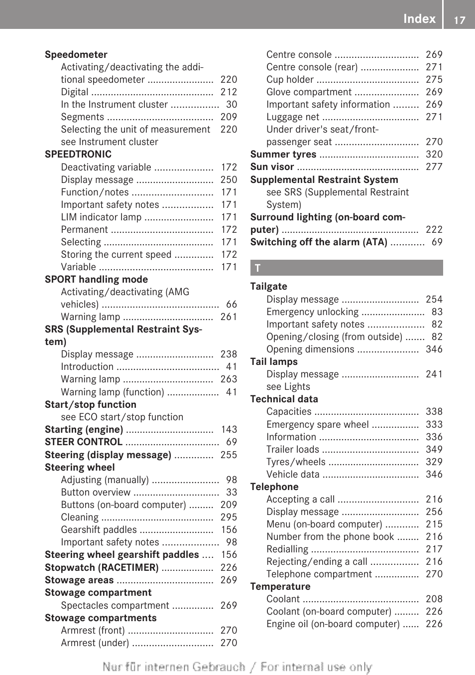 Index | Mercedes-Benz 2012 A Class User Manual | Page 19 / 356